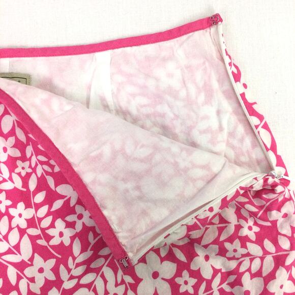 L.L. Bean Women's Pink Floral Lightweight Above the Knee Cotton A-line Skirt 12 - Picture 5 of 11